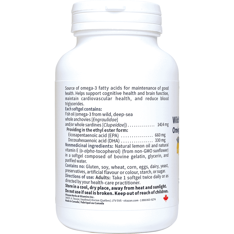 Vitazan-Wild Omega 3 With Lemon (EPA 660 mg · DHA 330 mg) - 120 sgels
